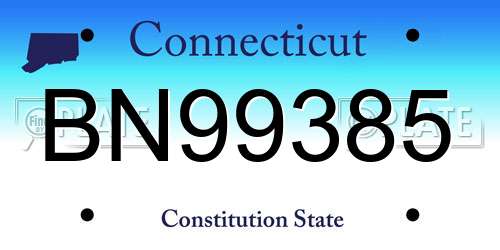 BN99385 Connecticut License Plate