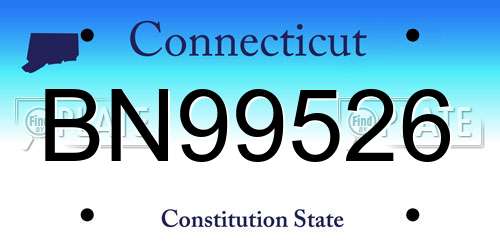 BN99526 Connecticut License Plate