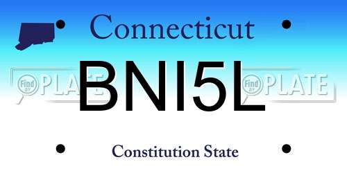 BNI5L Connecticut License Plate
