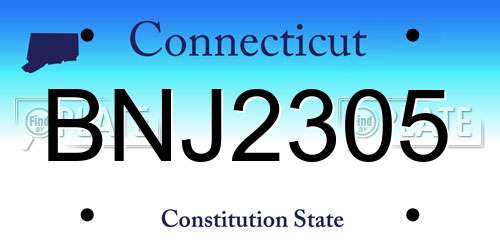 BNJ2305 Connecticut License Plate