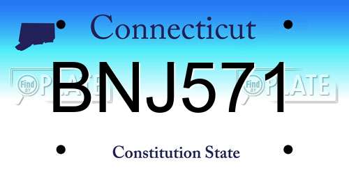 BNJ571 Connecticut License Plate