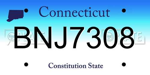 BNJ7308 Connecticut License Plate