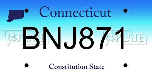 BNJ871 Connecticut License Plate