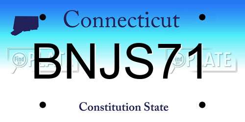 BNJS71 Connecticut License Plate