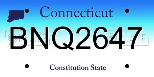 BNQ2647 Connecticut License Plate