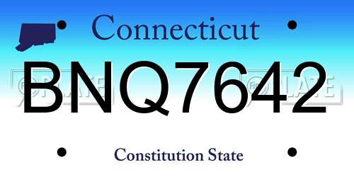 BNQ7642 Connecticut License Plate