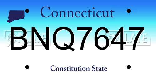 BNQ7647 Connecticut License Plate