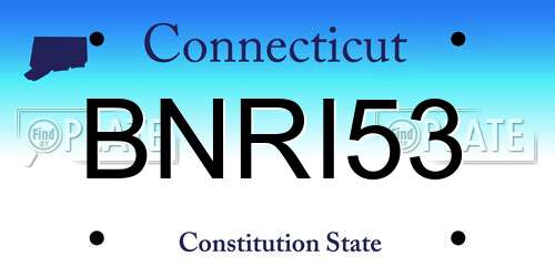 BNRI53 Connecticut License Plate