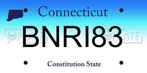BNRI83 Connecticut License Plate