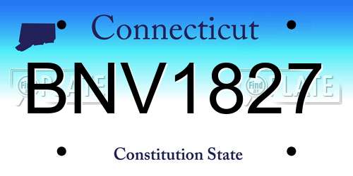 BNV1827 Connecticut License Plate