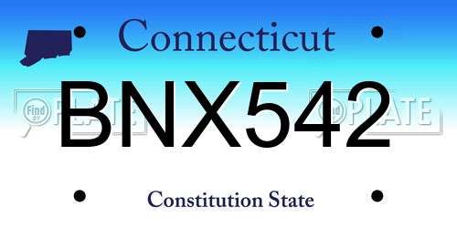 BNX542 Connecticut License Plate