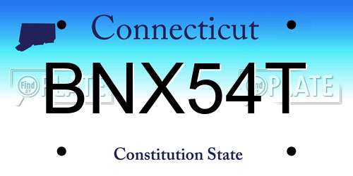 BNX54T Connecticut License Plate