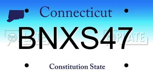 BNXS47 Connecticut License Plate