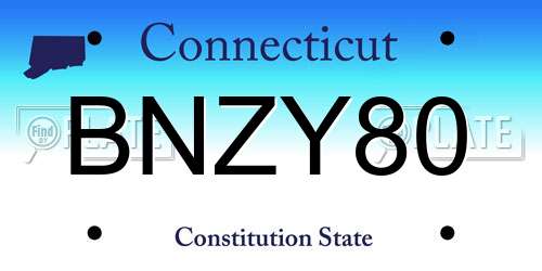 BNZY80 Connecticut License Plate