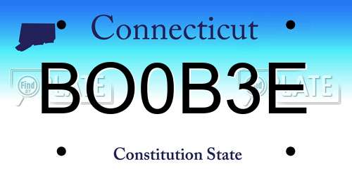 BO0B3E Connecticut License Plate