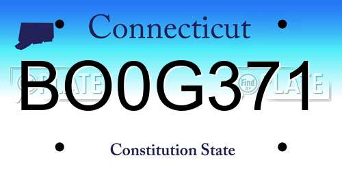 BO0G371 Connecticut License Plate