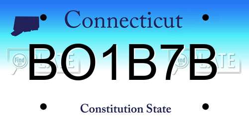 BO1B7B Connecticut License Plate