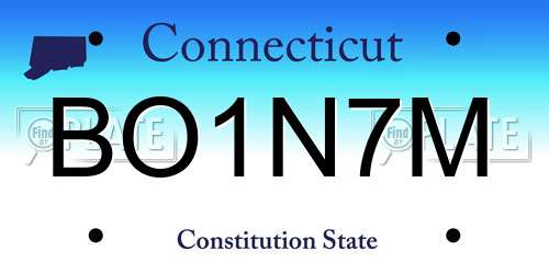 BO1N7M Connecticut License Plate