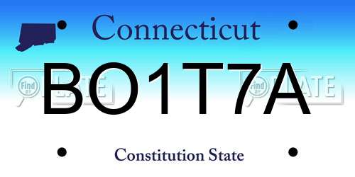BO1T7A Connecticut License Plate