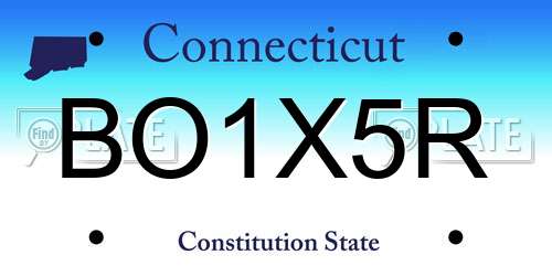 BO1X5R Connecticut License Plate