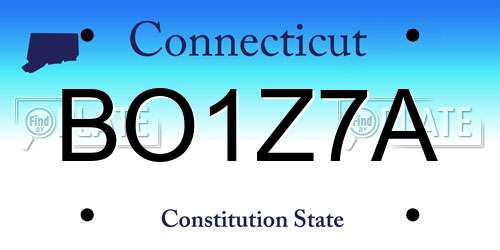 BO1Z7A Connecticut License Plate