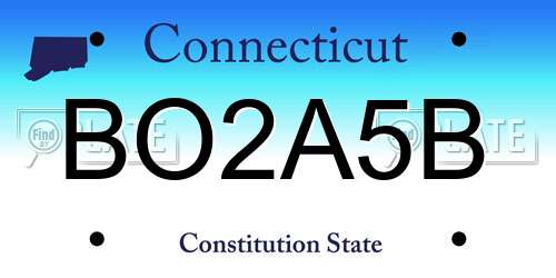 BO2A5B Connecticut License Plate