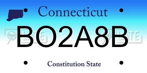 BO2A8B Connecticut License Plate