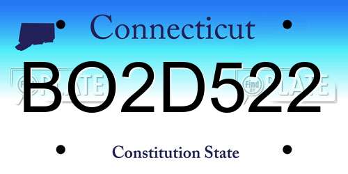 BO2D522 Connecticut License Plate
