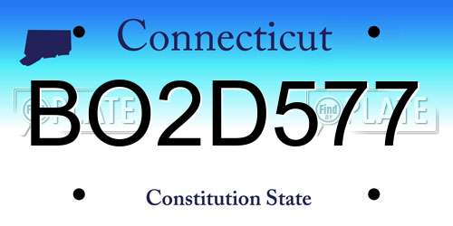 BO2D577 Connecticut License Plate