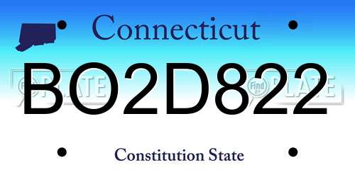 BO2D822 Connecticut License Plate