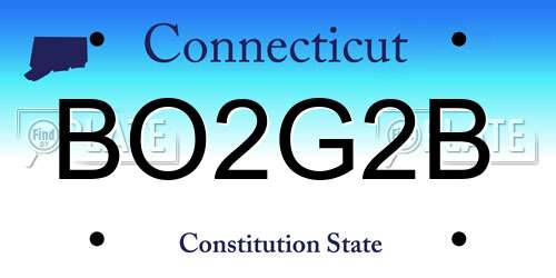 BO2G2B Connecticut License Plate