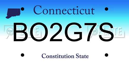 BO2G7S Connecticut License Plate