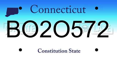 BO2O572 Connecticut License Plate