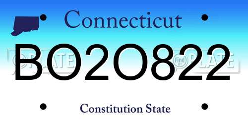 BO2O822 Connecticut License Plate