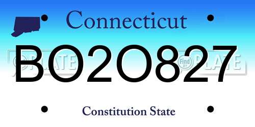 BO2O827 Connecticut License Plate