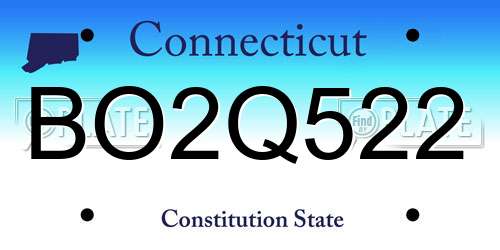 BO2Q522 Connecticut License Plate