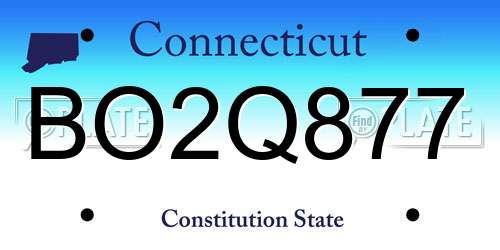 BO2Q877 Connecticut License Plate
