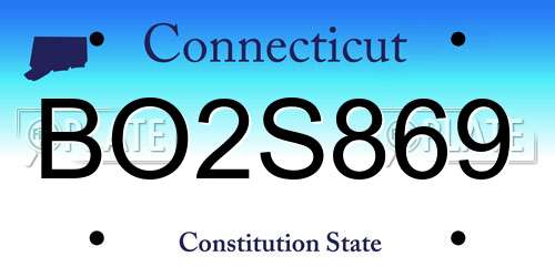 BO2S869 Connecticut License Plate