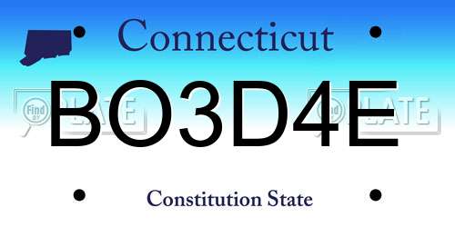 BO3D4E Connecticut License Plate