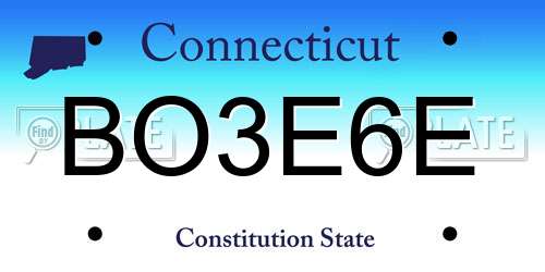 BO3E6E Connecticut License Plate