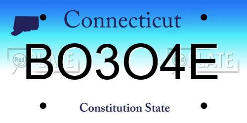 BO3O4E Connecticut License Plate