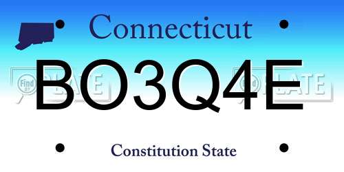 BO3Q4E Connecticut License Plate