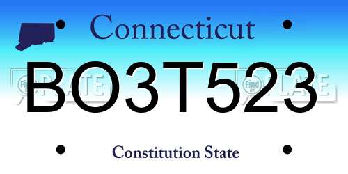 BO3T523 Connecticut License Plate