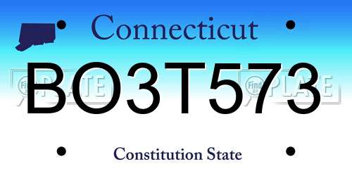 BO3T573 Connecticut License Plate