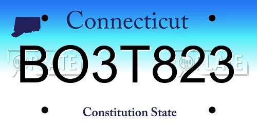 BO3T823 Connecticut License Plate