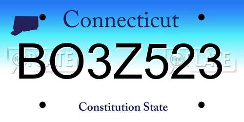 BO3Z523 Connecticut License Plate
