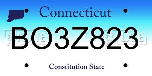 BO3Z823 Connecticut License Plate