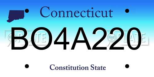 BO4A220 Connecticut License Plate