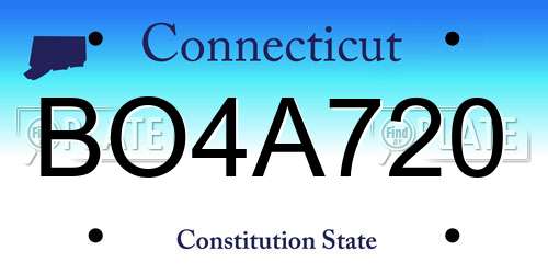 BO4A720 Connecticut License Plate