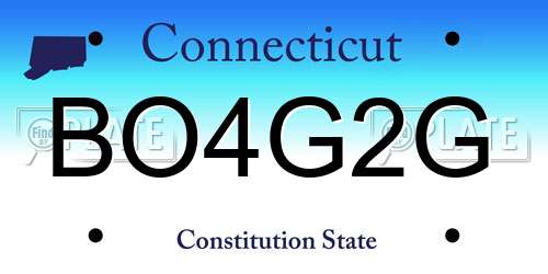 BO4G2G Connecticut License Plate